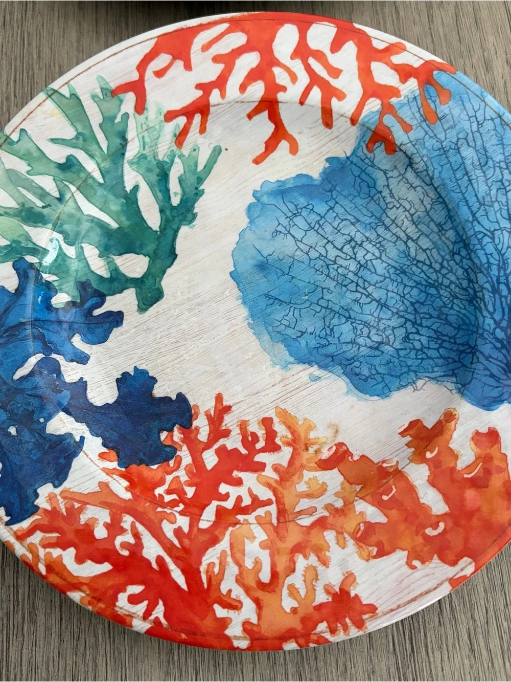Pier 1 Coral Reef Melamine 8.5” Plates Set Of 6 Sea Life Beach Orange/Blue/Teal